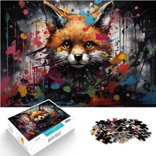 Puzzle-Geschenk, farbenfrohes psychedelisches Fuchs-Puzzle, 1000 Teile für Erwachsene, Holzpuzzle ganze Familie, 1000 Teile (50 x 75 cm)