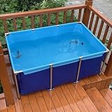 Pool oberirdischer Aquarium-Pool-Teich mit Ablassventil, PVC-Leinwand mit Stahlrahmen für Teiche, Aquarium, Koi-Goldfisch, tragbarer Wasserspeichertank, faltbar,120 * 100 * 80cm