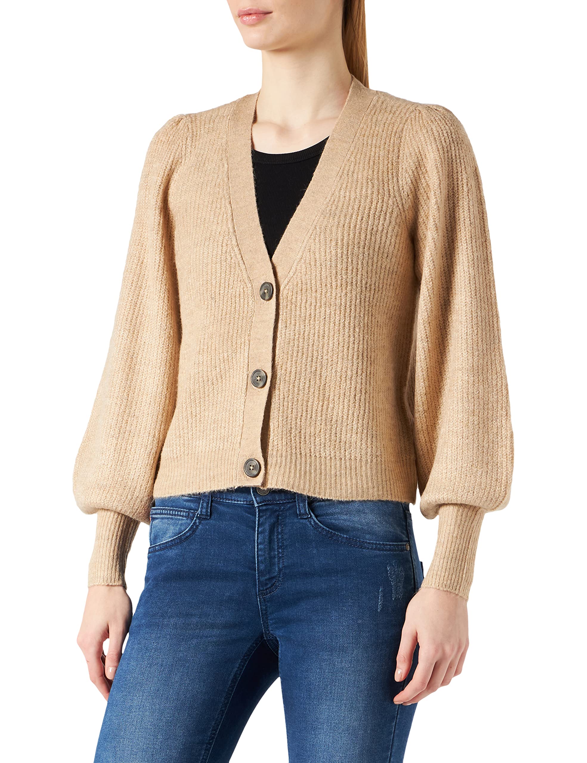 JDY Damen JDYDREA L/S Short Cardigan KNT NOOS Strickjacke, Simply Taupe/Detail:Melange, S