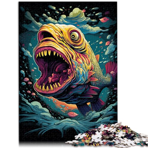 Puzzle „Bunter Piranha“ für Erwachsene, 1000-teiliges Puzzle aus Holz, jedes Teil ist einzigartig – anspruchsvolles, unterhaltsames Familienspiel, 1000 Teile (50 x 75 cm)