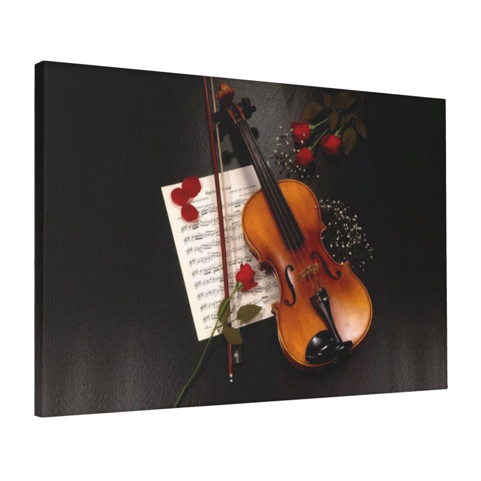 DMORJ Violine Notenleinwand für Violinen, 40,6 x 61 cm, 100 % Baumwolle mit starker Dehnung, dekoratives Gemälde, zum Aufhängen im Wohnzimmer, Schlafzimmer, Büro usw