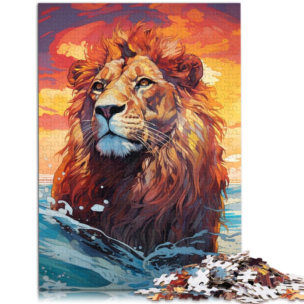 Puzzlespiel Art Lion 1000 Teile für Erwachsene Schwierige Puzzles Holzpuzzles Wanddekoration Einzigartige Geburtstags 1000 Stück (50 x 75 cm)