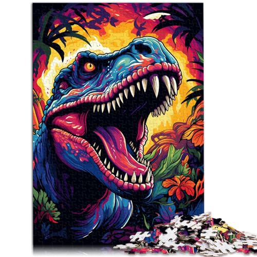 Puzzle für farbenfrohe Psychedelia der Dinosaurier, 1000 Teile, für Erwachsene, Geschenke, Holzpuzzles ganze Familie, 1000 Teile (50 x 75 cm)