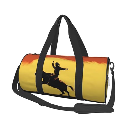 Robuste Reisetasche mit lila Blumen in Blüte, geräumige und stilvolle Tasche für alle Ihre Reisebedürfnisse, Cooles Bull-Reiten, Einheitsgröße