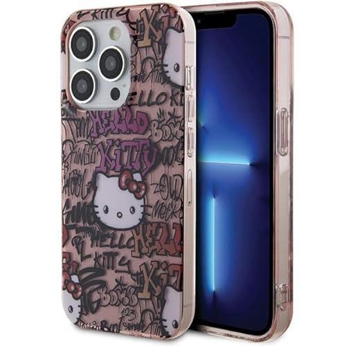 CG MOBILE Hello Kitty HKHCP15LHDGPTP Hülle für iPhone 15 Pro 6.1" Rosa hardcase IML Tags Graffiti