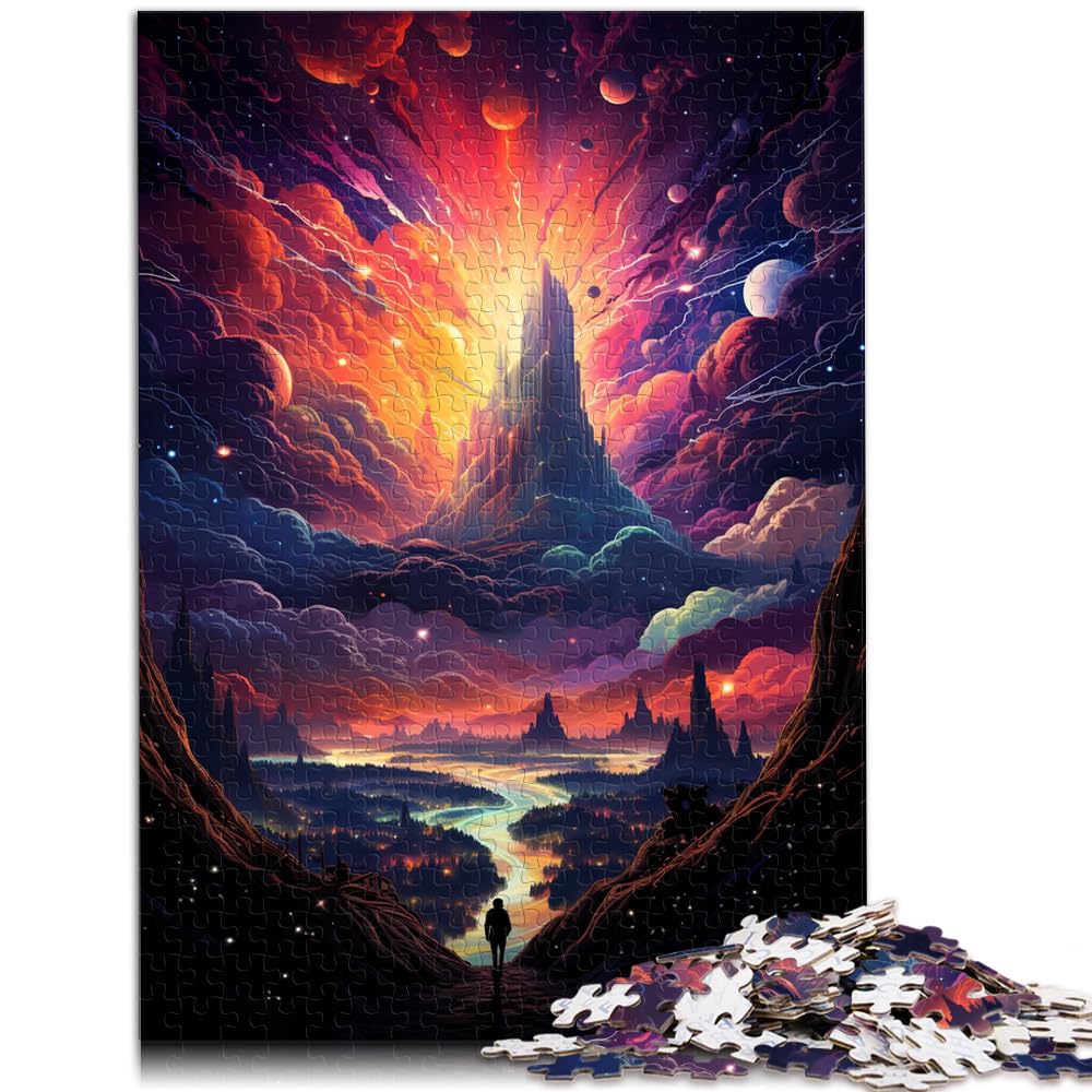 Puzzle für farbenfrohes, psychedelisches Spaceb-Puzzle mit 1000 Teilen für Erwachsene, Holzpuzzle zum Stressabbau, Staycation, Zeit totschlagen, 1000 Teile (50 x 75 cm)