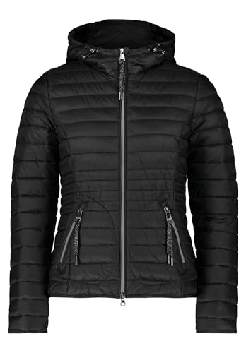 Cartoon Damen Steppjacke mit Abnehmbarer Kapuze Schwarz,42