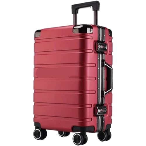 HJDQMDHA Still Gepäck Koffer Zweireihige Schwenkräder Gepäck Business Aluminium Trolley Case Tragbare Reise Dual TSA Zahlenschloss Glatt