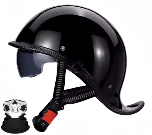 Motorrad-Halbhelm-Kappe, Motorrad-Roller, Moped, Offene Helme, Herren Und Damen, Moped-Helm, Motorrad, ECE-Zugelassener Vintage-Helm E,XXL61-62CM