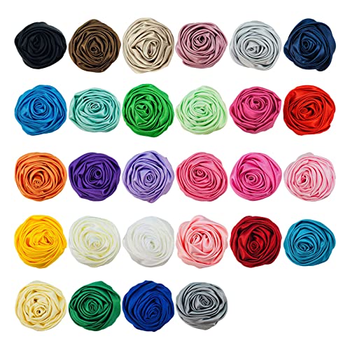 28 Stück/Los, 5 cm, weiche Satin-Blumen, für Damen und Mädchen, Stirnband, Haarklammern, Kopfbedeckung, Haar-Accessoires