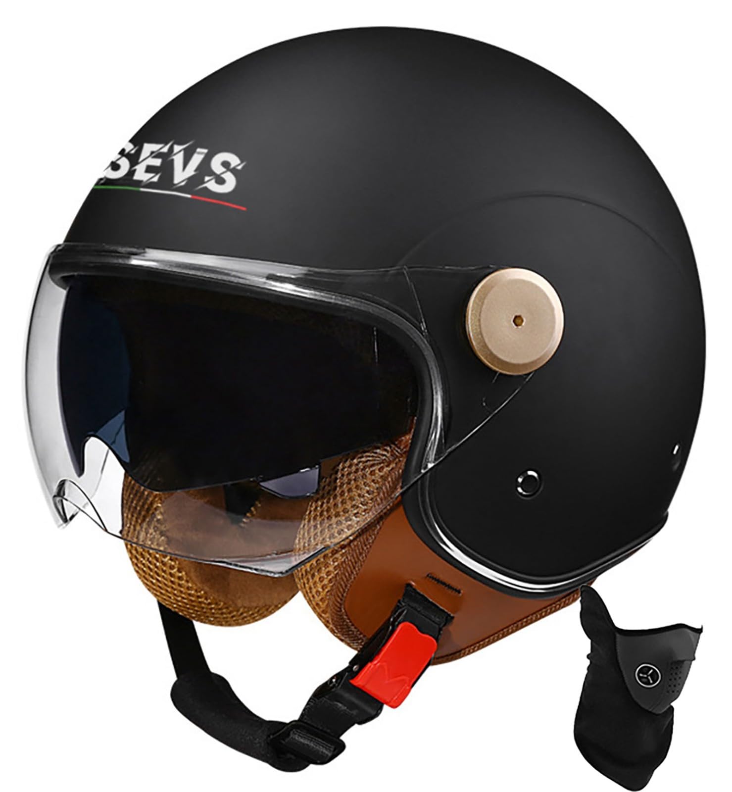 Offener Helm, Motorrad-Halbhelm, DOT/ECE-Zugelassener Motorrad-Sturzhelm Mit Sonnenblende, Retro-Vintage-Stil, Motorrad-Vespa-Jet-Helm Für Kinder, Jugendliche, Männer Und Frauen 1,XL 60-61cm