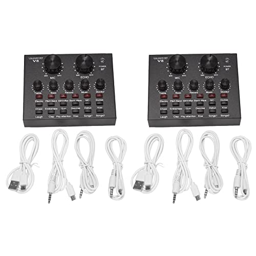 SICOSALT 2X V8 Sound Karte Audio Set Schnittstelle Externes USB Live Mikrofon Sound Karte Bluetooth Funktion für Computer PC Handy Gesang Aufnahme