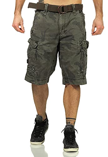 Jet Lag Herren Cargo Shorts Take Off 7, Farbe:Green Camo, Größe:W32