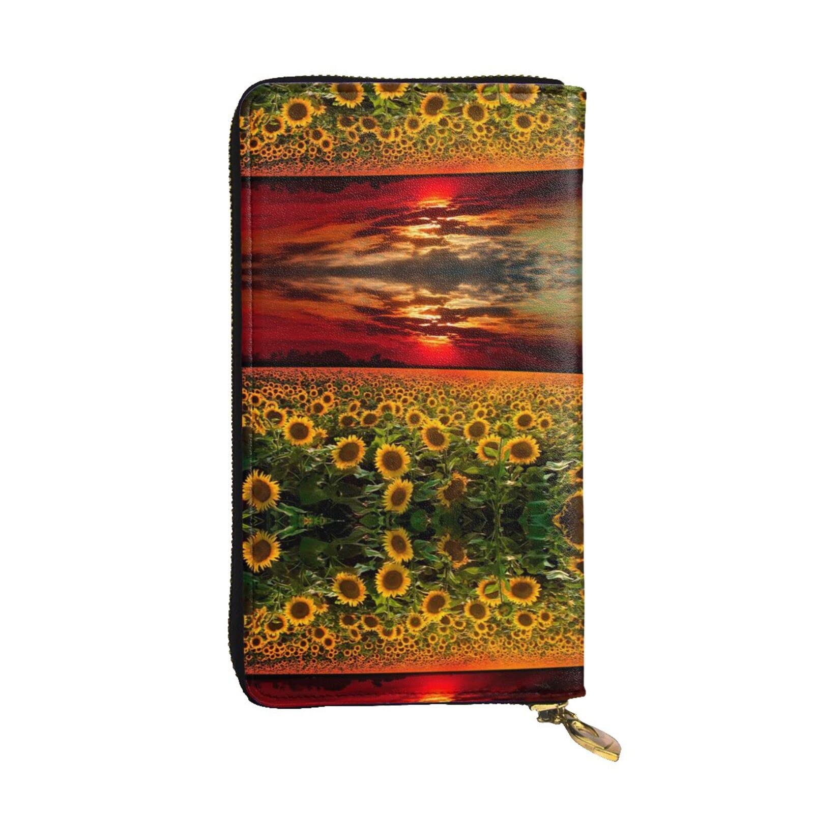 DMORJ Sunset Sunflower Leder Lange Clutch Geldbörse: 19 x 10 cm bequem leicht wasserdicht langlebig schönes Geschenk, schwarz, Einheitsgröße, Schwarz , Einheitsgröße