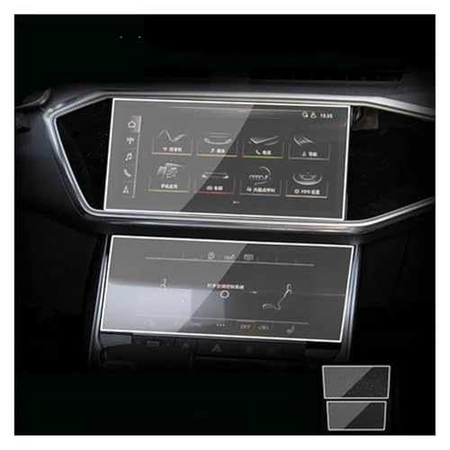 Für A6 Für A7 2019 2020 Auto-GPS-Navigations-Displayschutzfolie Auto-Innenraum-Displayschutz Zubehör Gehärteter Glasfilm Navigation Schutzfolie Navigations-Displayschutz(Up and down)