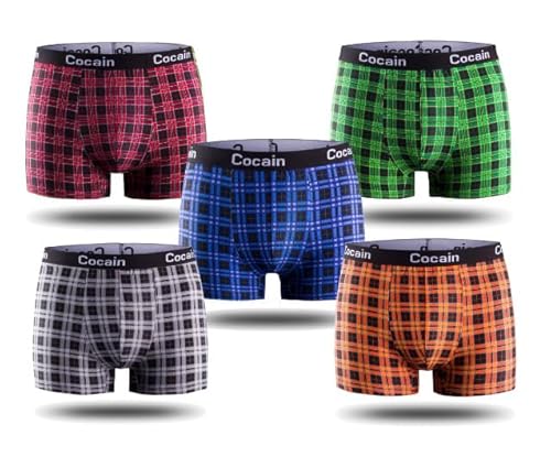 Cocain underwear 5 Stück modische Boxershorts Marke Gr. XXL Farben gemischt Coole Retropants größe grösse gr. 48 50 52 54 56 58 sexy Boxershorts edel hochwertig modern schick