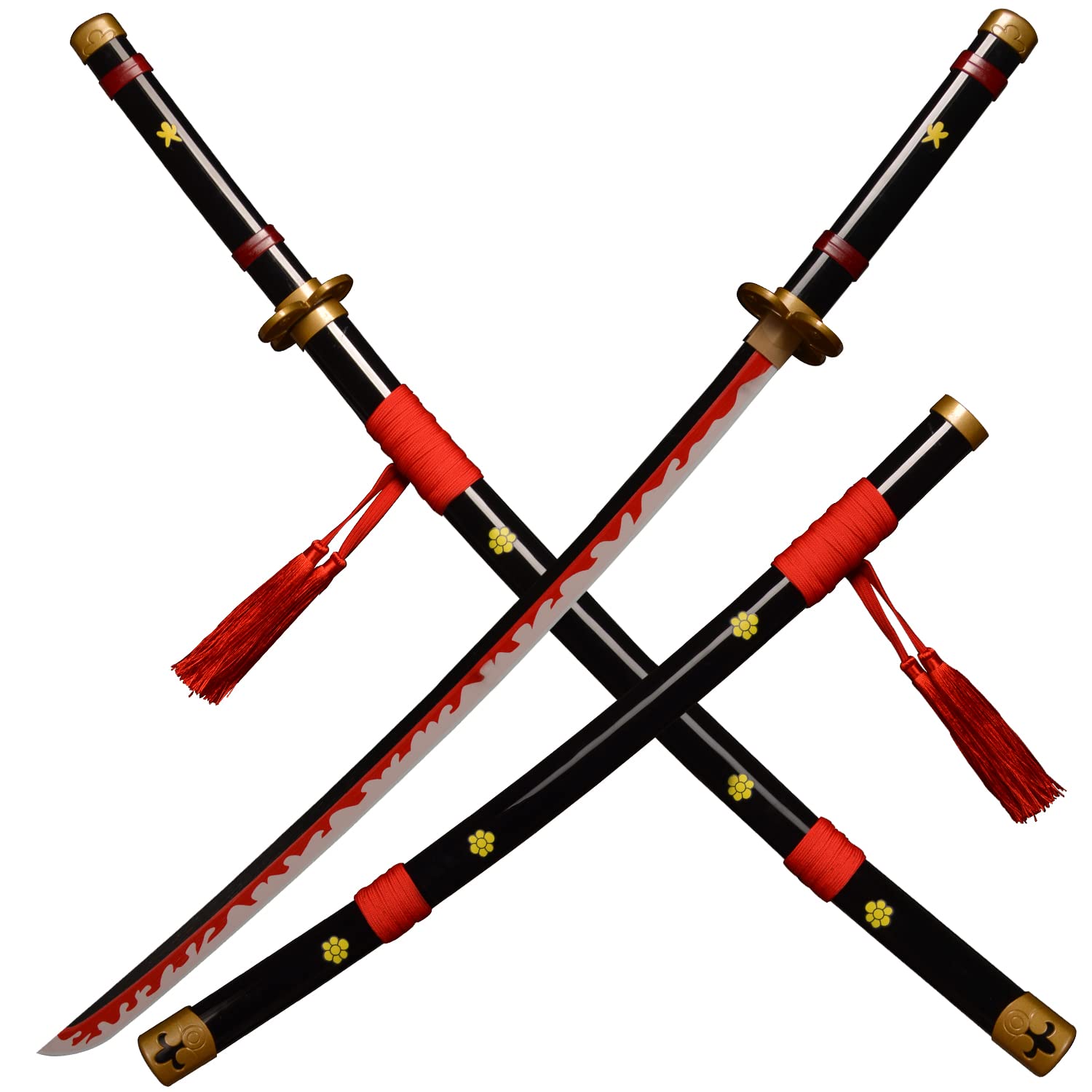 kljhld Bambus Anime Schwert Cosplay Schwert, Roronoa Zoro Katana Schwert Ame no Habakiri Schwert Katana schwarz 103cm/40 Zoll