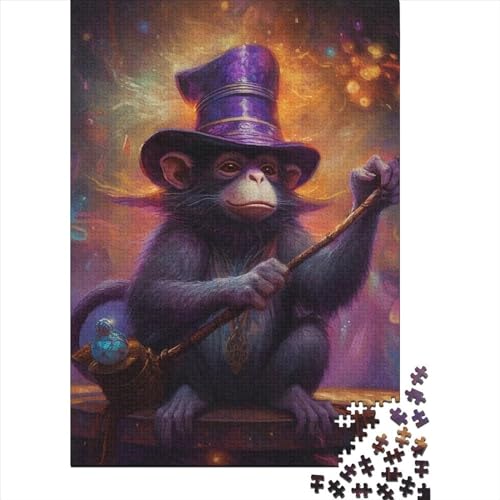 Kunstpuzzle für Erwachsene 1000 Teile Tieraffen Holzpuzzle für Erwachsene Puzzlespiel Spielzeug für Erwachsene Familienpuzzle Geschenk (29,53 x 19,69 Zoll)