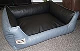 Hundebett Hundesofa Schlafplatz Kunstleder Similpelle 120 cm X 100 cm grau schwarz