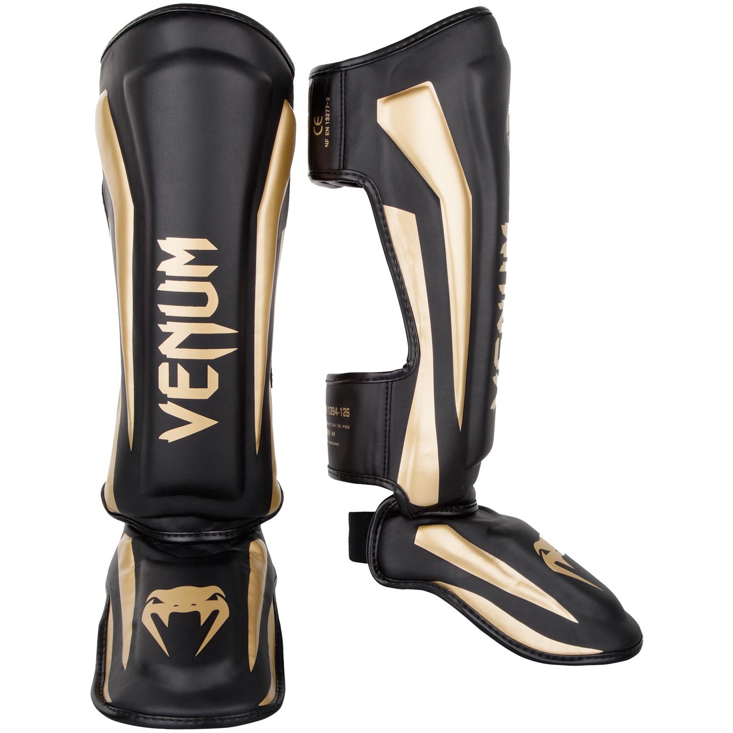 Venum Elite Boxen Schienbeinschutz, Schwarz / Gold, XL