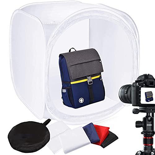 35inch / 90x90 cm Fotostudio Aufnahmezelt Lichtwürfel Diffusion Soft-Box-Set mit 4 Farben Backdrops (Rot Dunkelblau Schwarz Weiß) für Fotografie