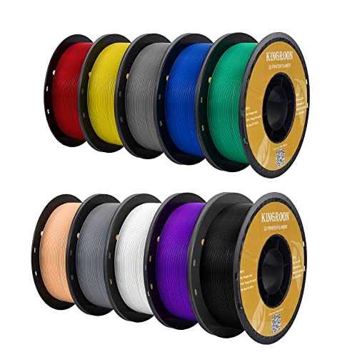 Kingroon PETG, Filament PETG, 3D-Drucker-Filament, Maßgenauigkeit +/- 0,03 mm, 1-kg-Spule (2,2 lbs), 1,75 mm, 10 kg Schwarz, Weiß, Grau, Rot, Blau, Grün, Gelb, Orange, transparent Silber