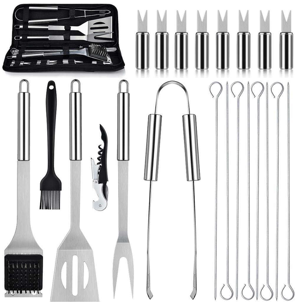 22-teiliges Grillzubehör-Set aus Edelstahl, Grillzubehör, Utensilien-Set für Camping