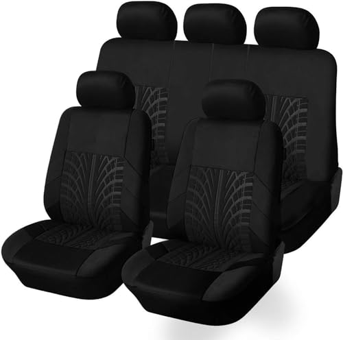 OYTHO Sitzbezüge Auto Set für Nissan X-Trail T30 2001-2007,Passende Auto Schonbezüge Sitzbezüge Sitzschoner Autositzbezügemit Geprägten Körnern Autositzzubehör,1/Black