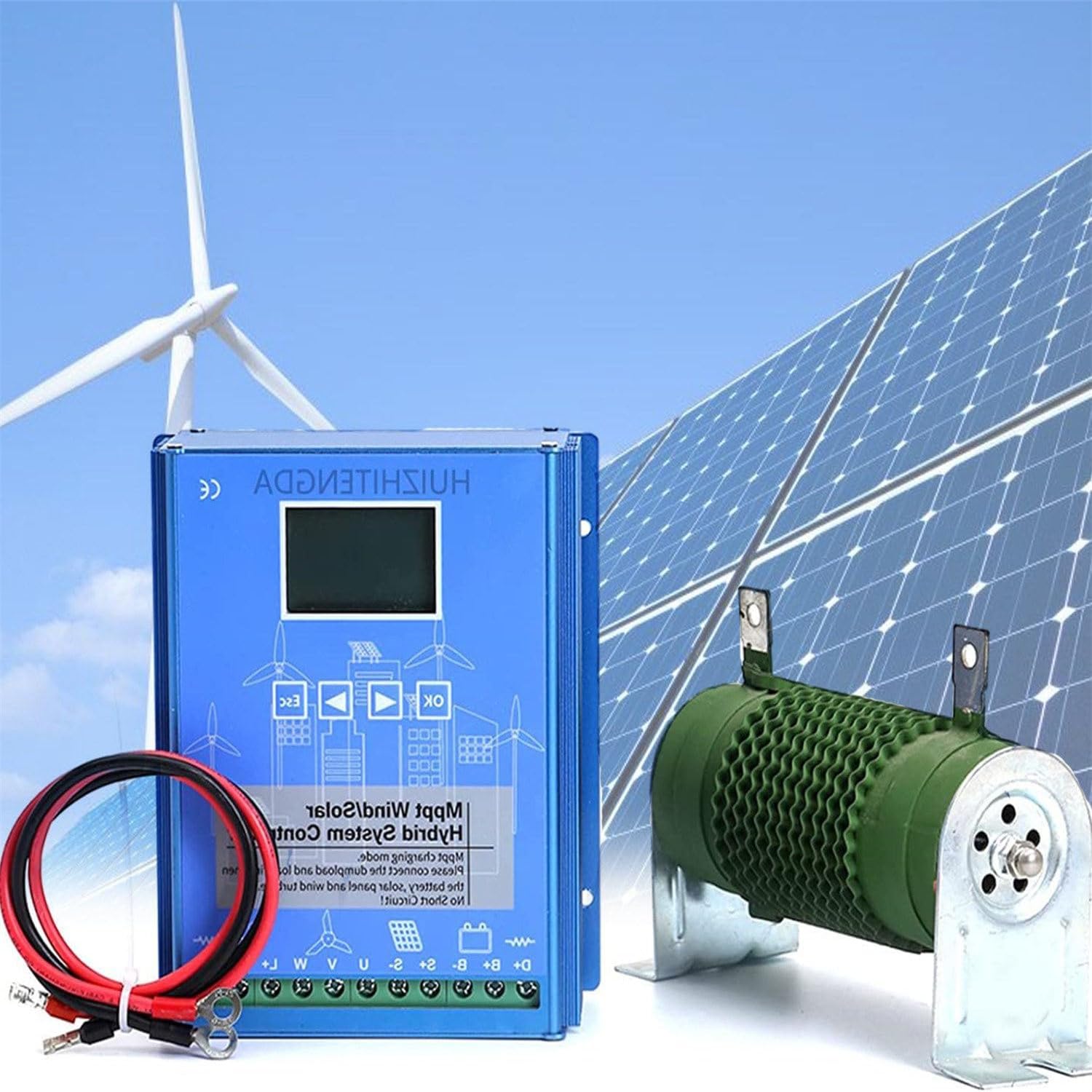 GLBMXDD 2800W 24V/48V MPPT Wind Solar Hybrid Controller, Wind Solar Turbine Laderegler mit Dump Load, für Haus, Boot, Straßenlaterne,1200w