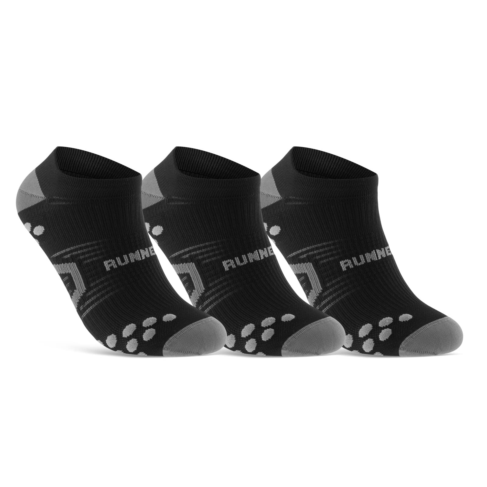 sockenkauf24 Kurze Laufsocken für Herren & Damen (3 Paar) Sneaker Sportsocken Atmungsaktive Running Socks 50203P WP (Schwarz 39-42)