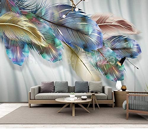 XLMING Bunte Federkunst Küche Esszimmer Arbeitszimmer Wohnzimmer TV Hintergrund Wand 3D Tapete-250cm×170cm