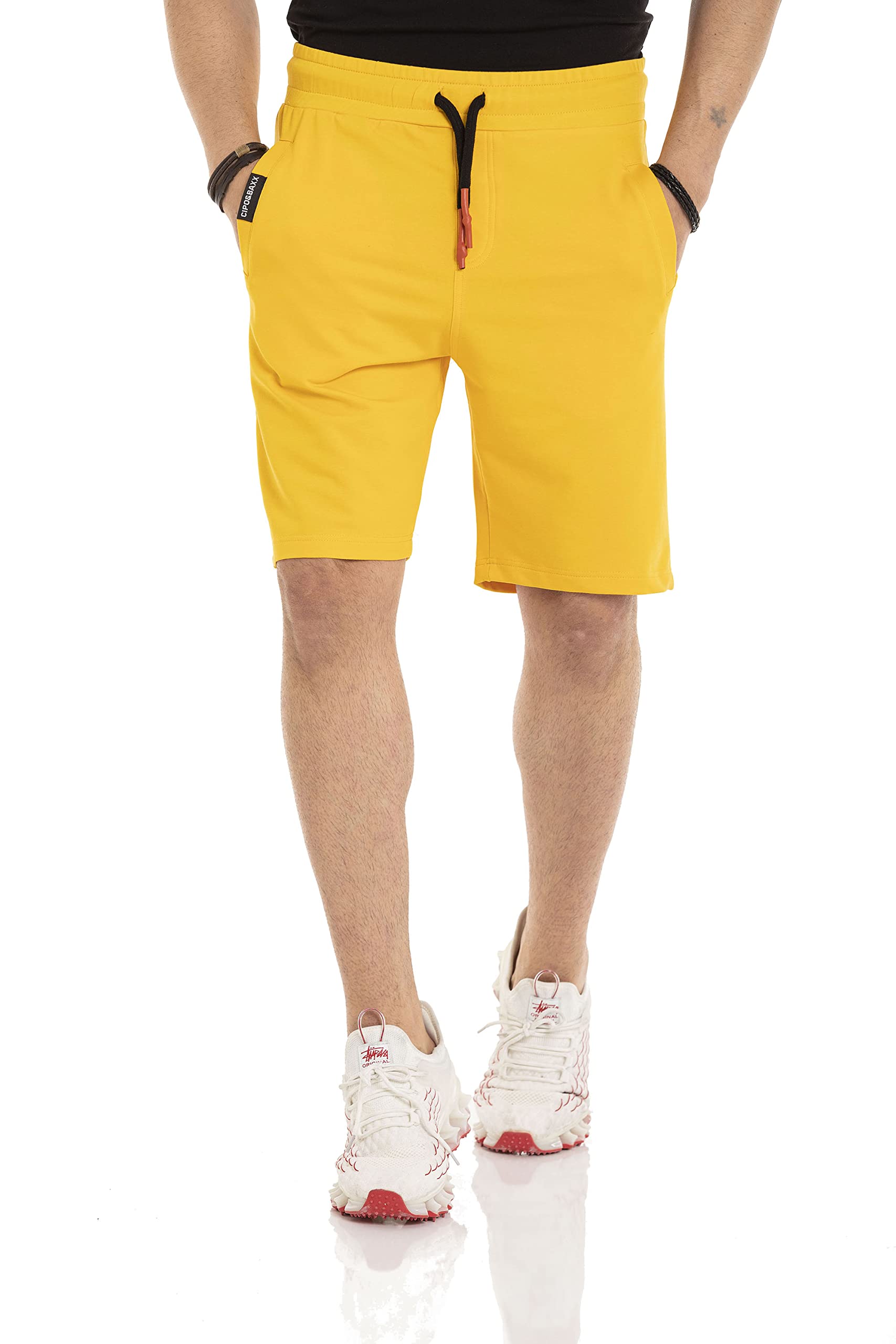 Cipo & Baxx Herren Shorts Kurze Hose Sweat-Pants Bermuda Capri Freizeithose CK271 Gelb XL