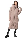 MARIKOO Damen Winterjacke Wintermantel Parka lange Winter Stepp Jacke B979 [B979-Nadar-Taupe-Grey-Gr.L]