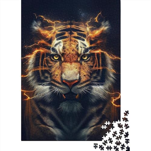 Elemental Lightning Tigers Holzpuzzle Puzzles für Erwachsene und Teenager Schwierige, anspruchsvolle Puzzles 1000-teiliges Premium-Holzpuzzle 29,53x19,69 Zoll