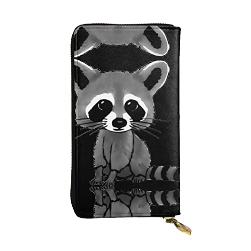 DMORJ Cartoon Cute Raccoon Leder Lange Clutch Brieftasche: 19 x 10 cm bequem leicht wasserdicht langlebig schönes Geschenk, schwarz, Einheitsgröße, Schwarz , Einheitsgröße