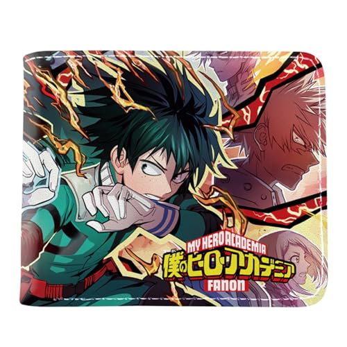 RYNDEX My He-ro Academ-ia Anime Geldbeutel, Karikatur Portmonee Klein Kompakt, PU-Leder Geldbörse Brieftasche Wallet, für Kinder Fans(Color:Multicolor 6)