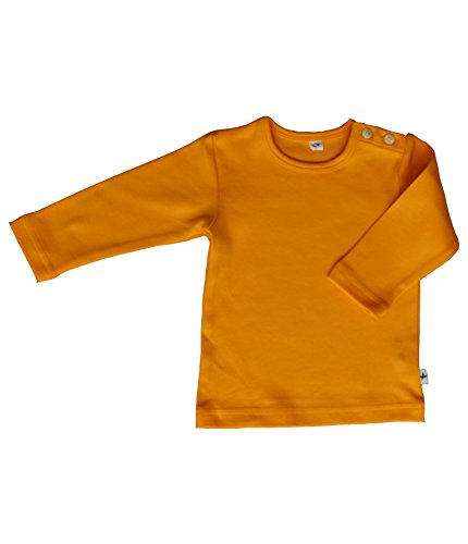 Baby Kinder Langarmshirt Bio-Baumwolle 13 Farben T-Shirt Shirt Jungen Mädchen Gr. 50/56 bis 140 (128, gelb-Sonnen)