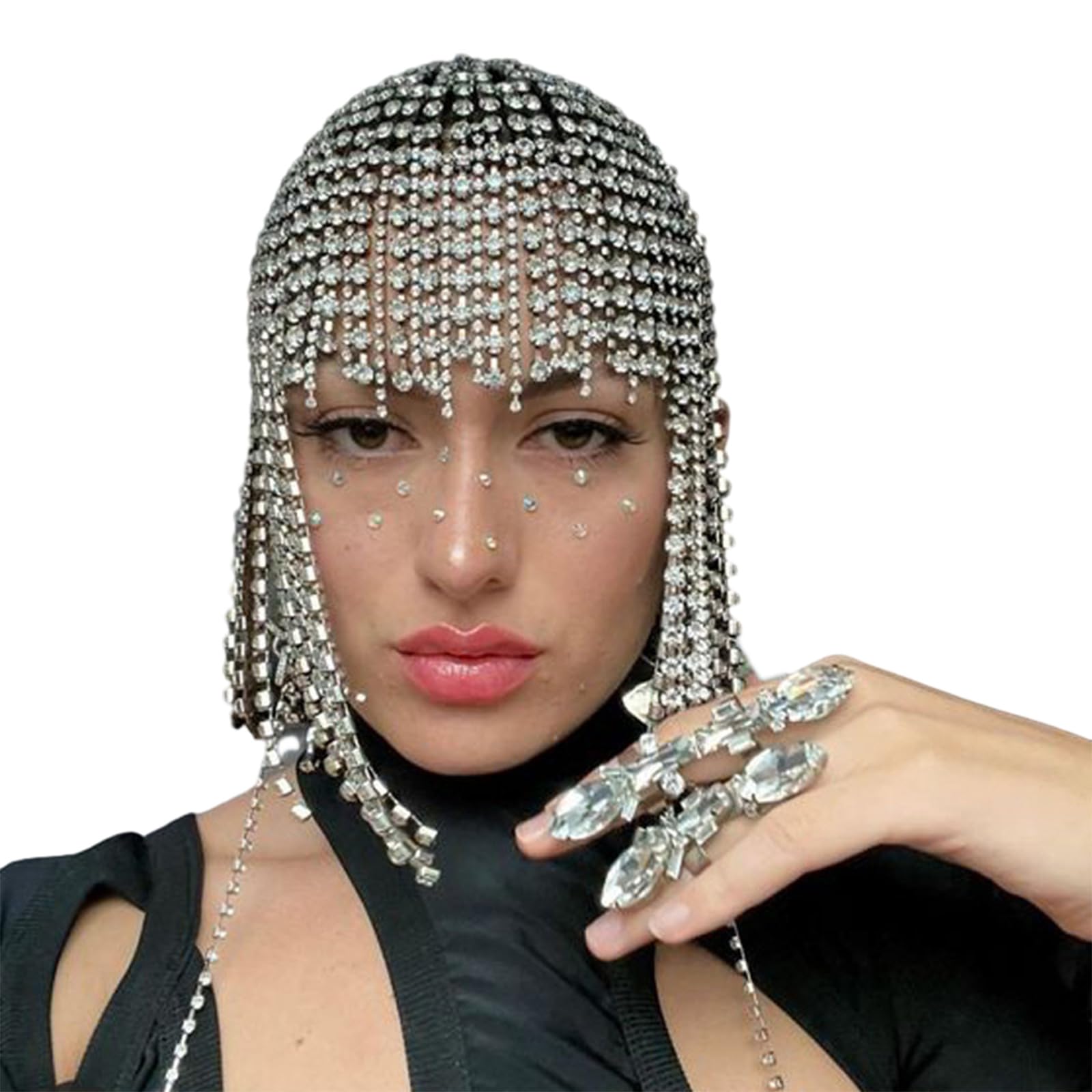 SANRLO Stirnbänder, Haarschmuck für Damen, glitzernde Strass-Kopfkette, Hut für Nachtclub, Maskerade, Party, Haarkette, Karneval, Kopfschmuck, formelle Haarschmuck