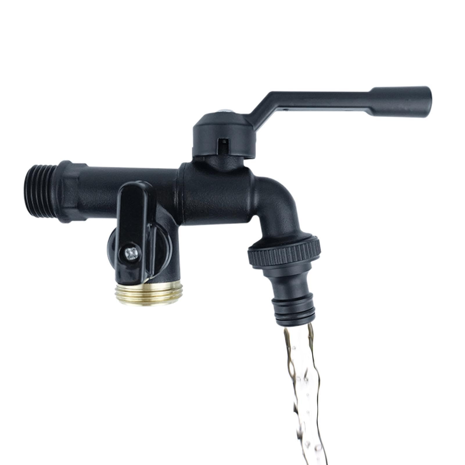 Kupfer-Außenhahn, Bibcocks Outlet 1/2 Zoll Wasserhahn Gartengeräte Outdoor Frostschutzmittel Schwarz Messing, Gartenschlauch-Splitter, Wasserhahn-Splitter, robust