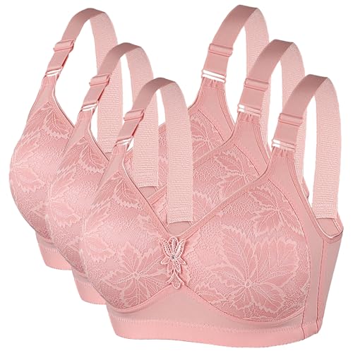 CSHE 3er Pack BH Damen ohne Bügel Push Up Sport BH Große Brüste Starker Halt Stretch Bustier Komfort Atmungsaktiv Bra Klassische Top für Frauen Alltag Yoga