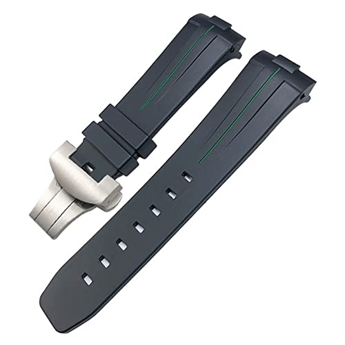 NEYENS Gummi-Uhrenarmband mit gebogenem Ende, 24 mm, passend für Panerai PAM441/1312/00111, Edelstahl-Armband mit Schmetterlingsschnalle, Silikon-Sportarmband, 24 mm, Achat