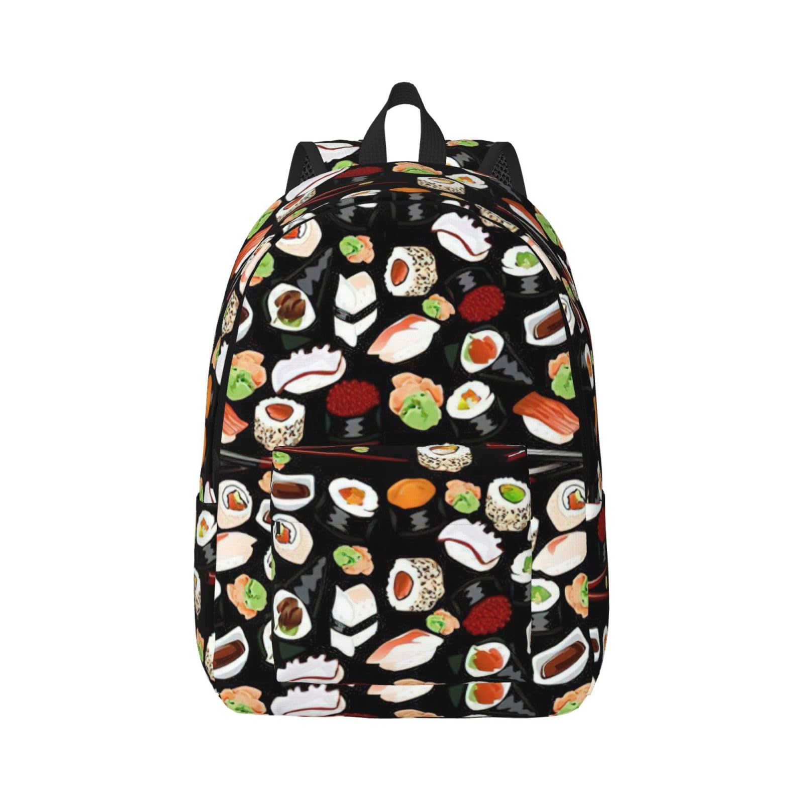 WURTON Rucksack mit japanischem Sushi-Druck, langlebig, lässig, für Herren und Damen, Laptop, leicht, niedlich, Reiserucksack, Blackone, S