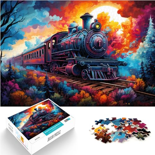 Puzzles, Lernspiele, farbenfrohe psychedelische Kunstzüge, Puzzles für Erwachsene, 1000 Puzzles, Holzpuzzle, Wichtelgeschenke, 1000 Teile (50 x 75 cm)