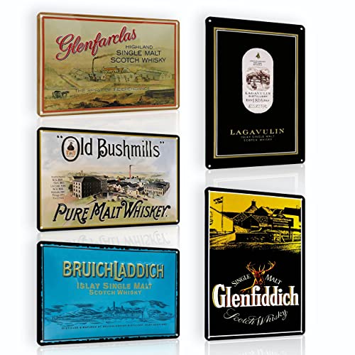 5er Set - Retro Blechschilder 20x30cm - Vintage Barschild - Werbeschild, Wandschild, Türschild, Dekoration - Schild Geschenk