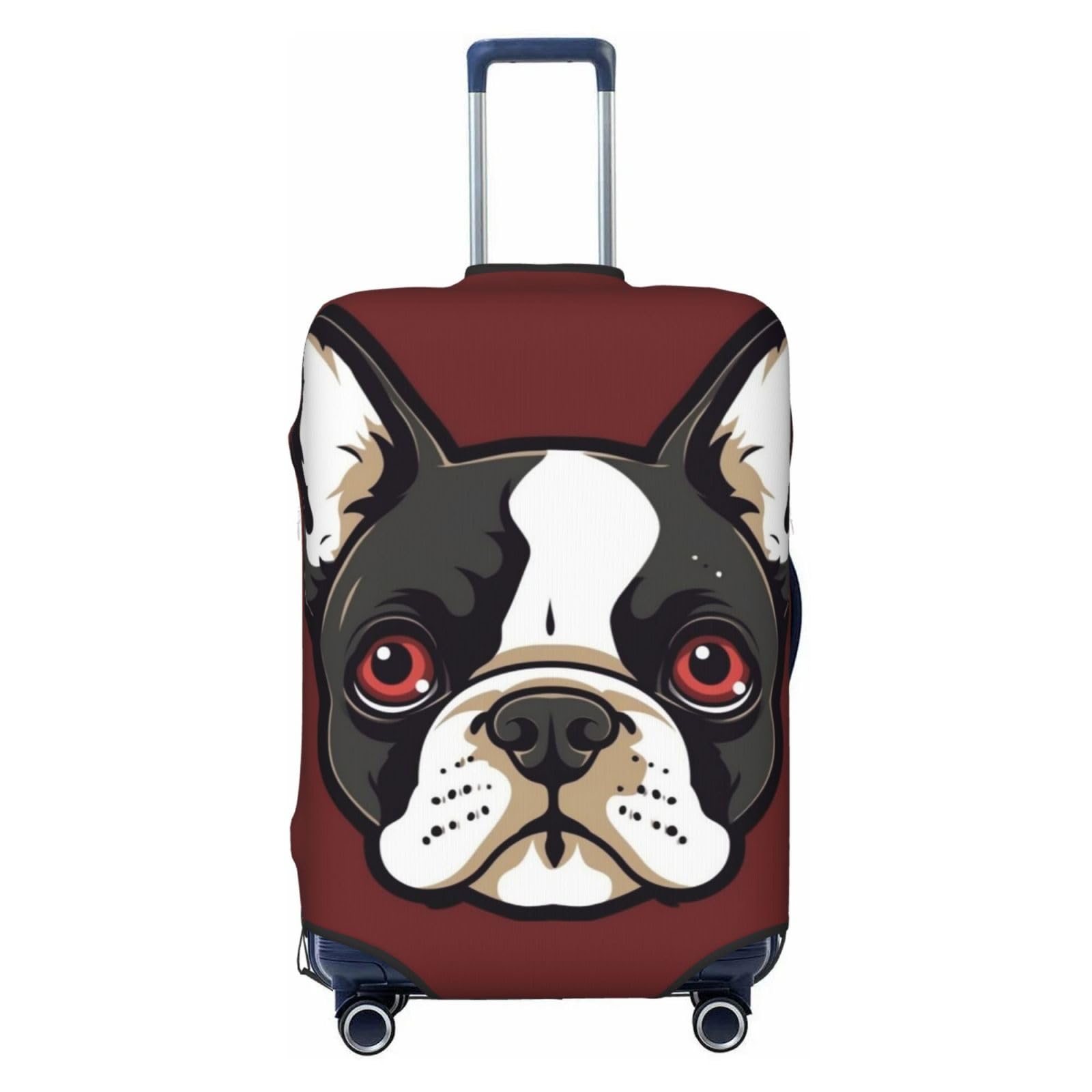 CSGJMYGS Reisegepäckabdeckung, elastisch, waschbar, modisch, kratzfest, Cartoon-Motiv Boston Terrier, Koffer-Schutz, passend für 45,7 - 81,3 cm Gepäck, Schwarz , XL