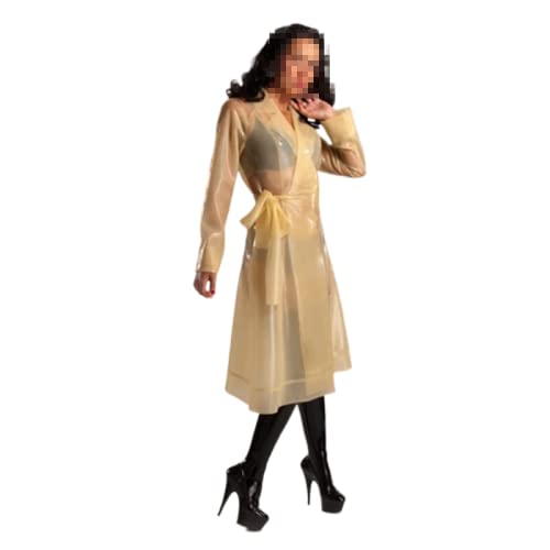 Transparenter Latex-Trenchcoat für Mädchen, langer Jackenanzug ohne BH und Unterwäsche,S