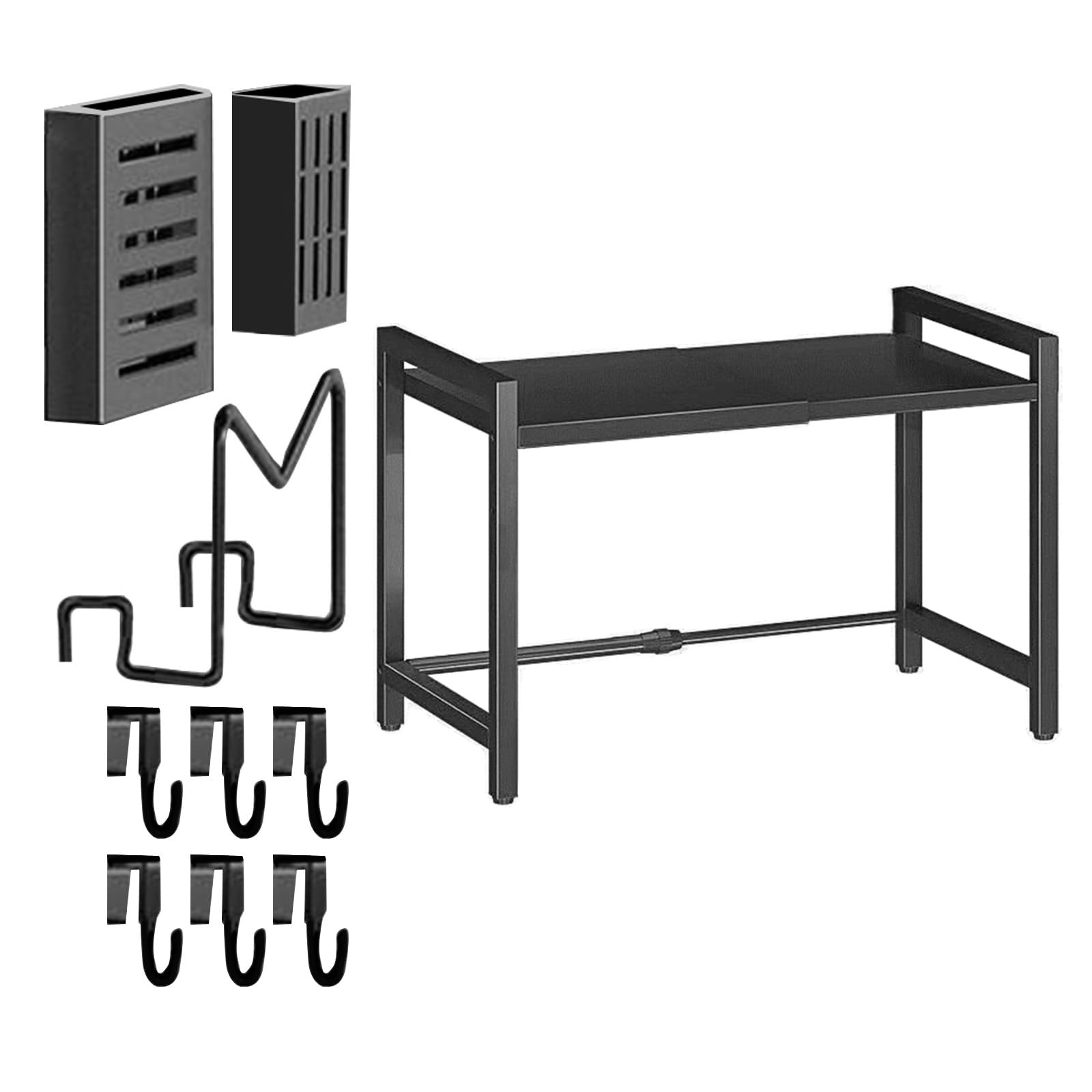 Erweiterbare Küchenregal Für Die Mikrowelle Mit Haken Stabiler Ständer Aus Karbonstahl Für Töpfe Und Pfannen Großes Fassungsvermögen