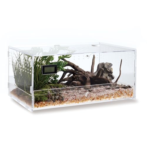 WBHONGHUI Transparentes Terrarium für Reptilien, Acryl, mit Riegel, perfekt für Amphibien und Wirbellose wie Spinnen, Frösche usw., Größe x x Zoll, horizontal oder vertikal