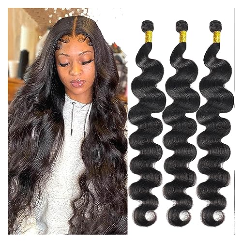 Human Hair Bundles 10-30 Zoll Natürliche Schwarze Lange Körper Welle Bundles 100% Reine Menschenhaar-webart Bundles Remy Menschenhaar Extensions 1/3/4 Bundles human hair weave (Size : 22 24 26)