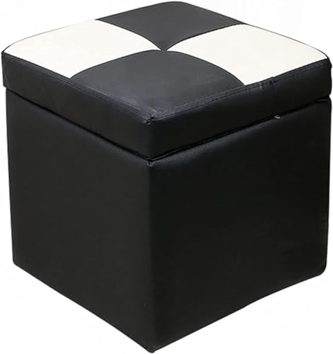 RAABYU Fußstütze Fußhocker Würfel Kunstleder Aufbewahrung Pouf Sitzbank, mit Scharnier Top Organizer Box Pouf Truhe Einzelsitz